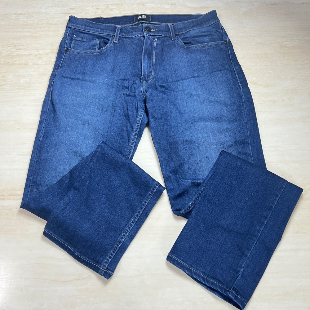 Paige Jeans Womens 32 Blue Straight Leg Denim Medium Wash Made in USA - Picture 3 of 15